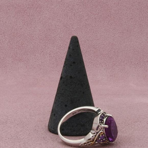 chuck clemency sterling silver oval-cut purple amethyst ring size 10 - Picture 3 of 3